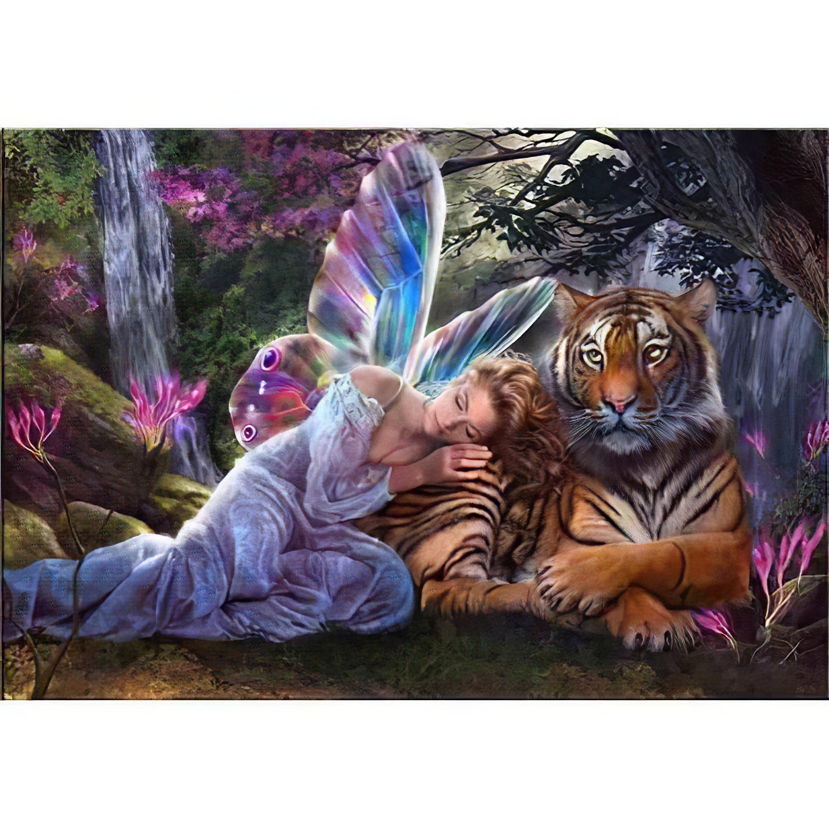 Una pintura de diamantes llamado 'Une Fée Endormie avec un Tigre' - Meencantalapinturadediamantes