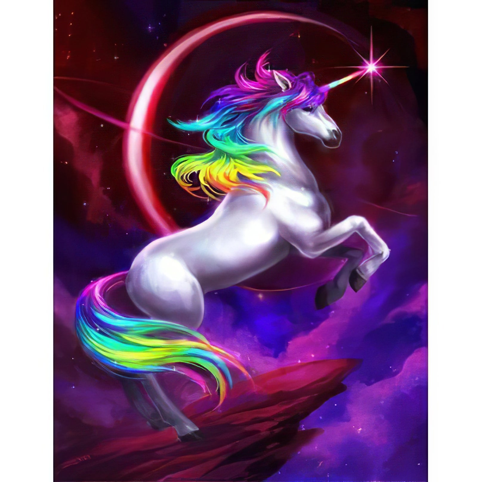 Una pintura de diamantes llamado 'Une Licorne aux Couleurs de l'Arc-en-Ciel' - Meencantalapinturadediamantes